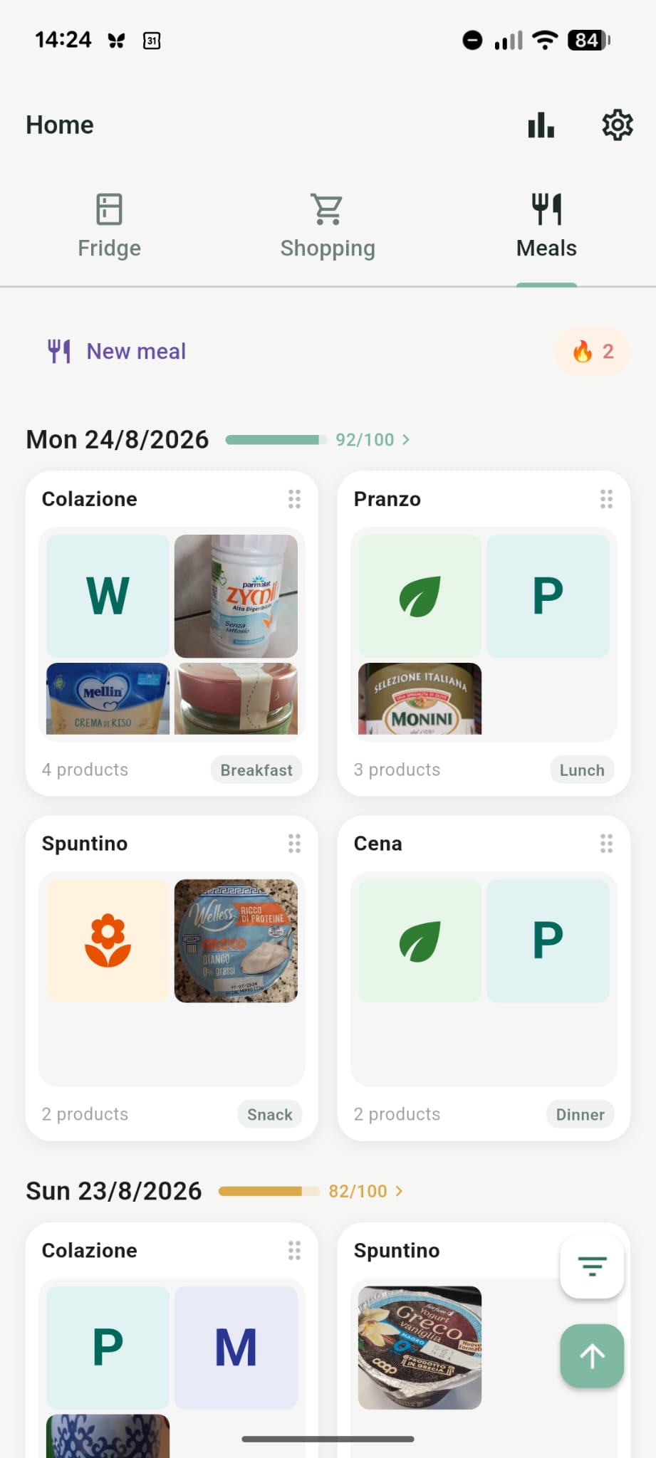 Meal logging with nutritional details